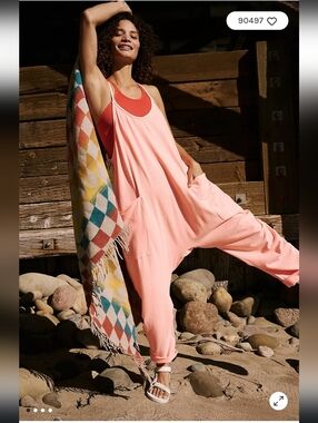 FP Movement by Free People Hot Shot Peach Onesie Womens M Athleisure Harem Pants